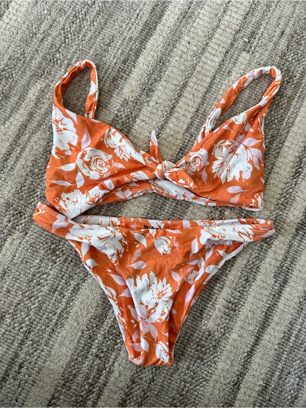 Midori Orange and White Floral Bikini Set